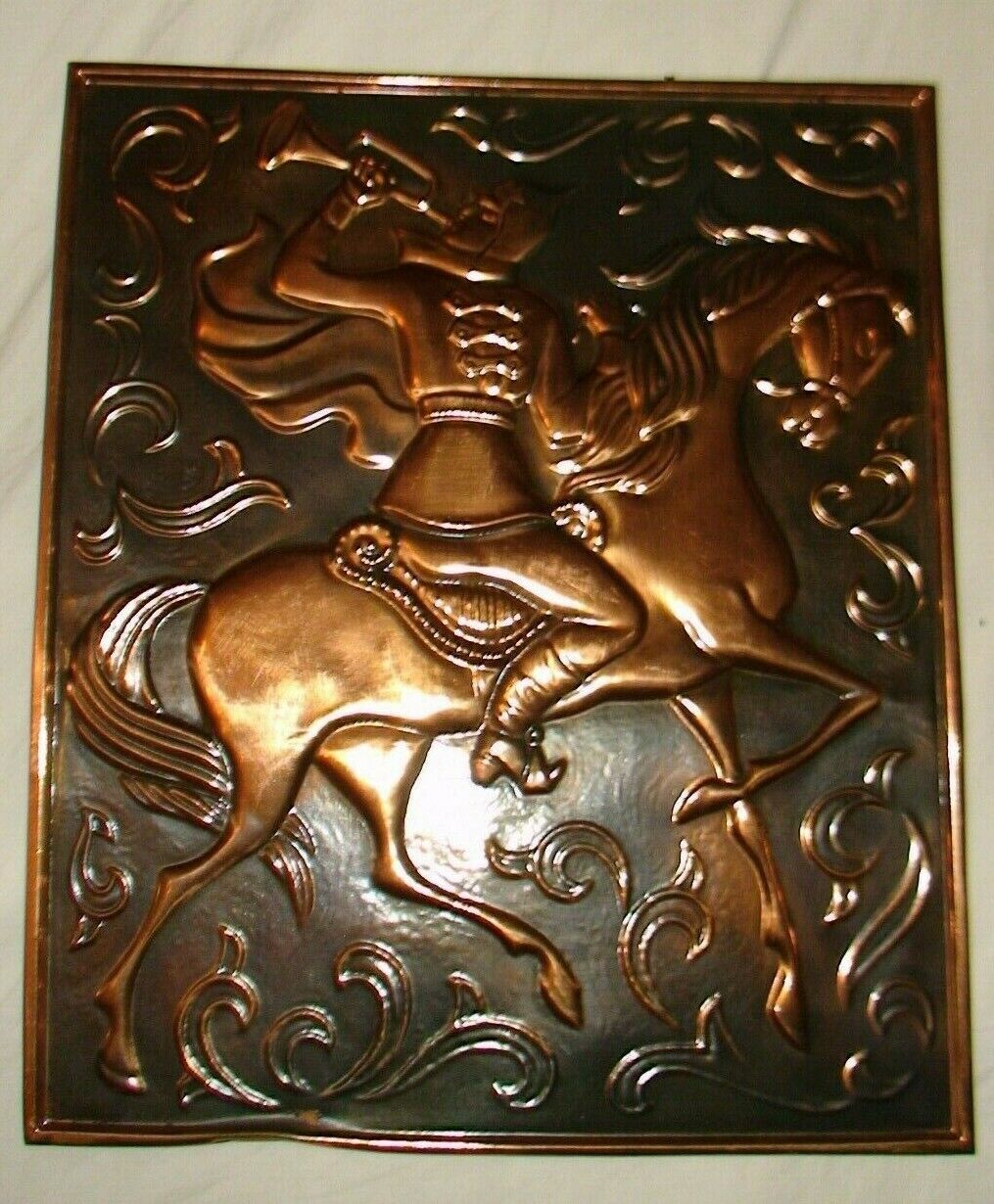 INCUSE STAMPING USSR RED TRUMPETER ON HORSE PROPAGANDA VINTAGE SOVIET STAMPING