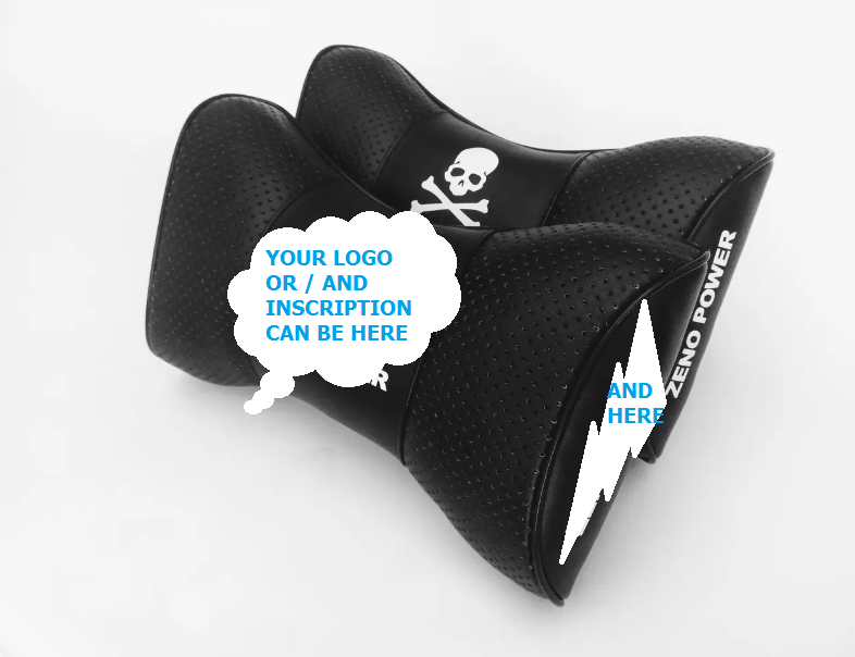 NEW Car Seat Headrest Cushion Auto Neckrest Cover Pillow 2pcs - YOUR LOGO & NAME