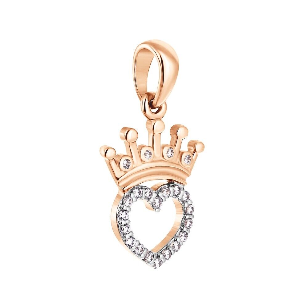 New Pendant -   Crown Heart Woman Girl Necklace Jewelry Charm 14k gold (585)
