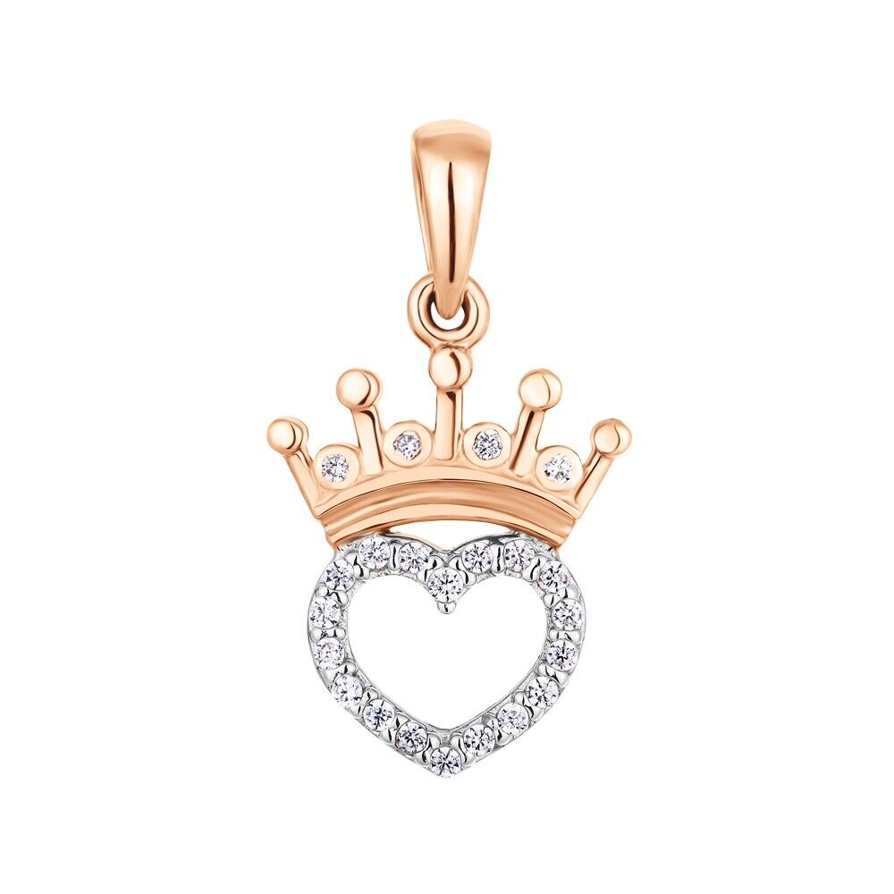 New Pendant -   Crown Heart Woman Girl Necklace Jewelry Charm 14k gold (585)