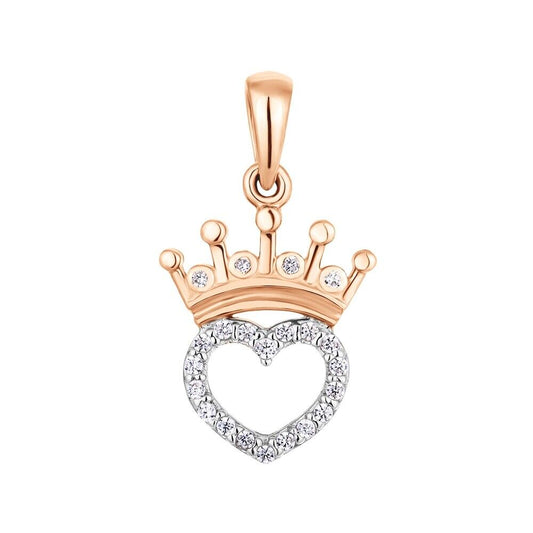 New Pendant -   Crown Heart Woman Girl Necklace Jewelry Charm 14k gold (585)
