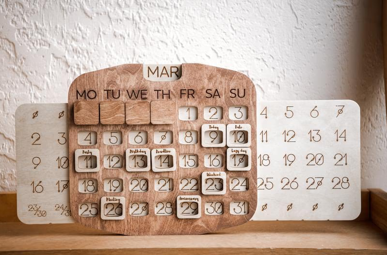 NEW 2022 - Wooden Perpetual Calendar with Magnets Exclusive handmade Big 50x25cm