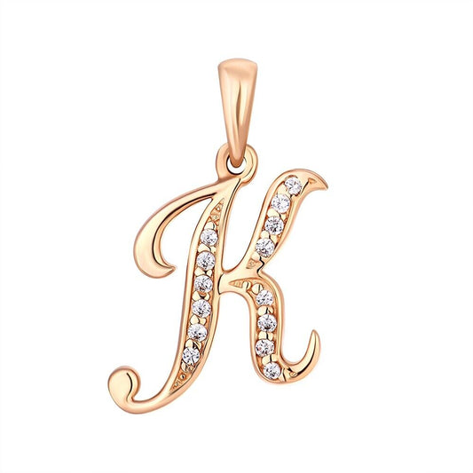 New Pendant - Letter K Name Girl Woman Necklace Jewelry Charm 14k gold (585)