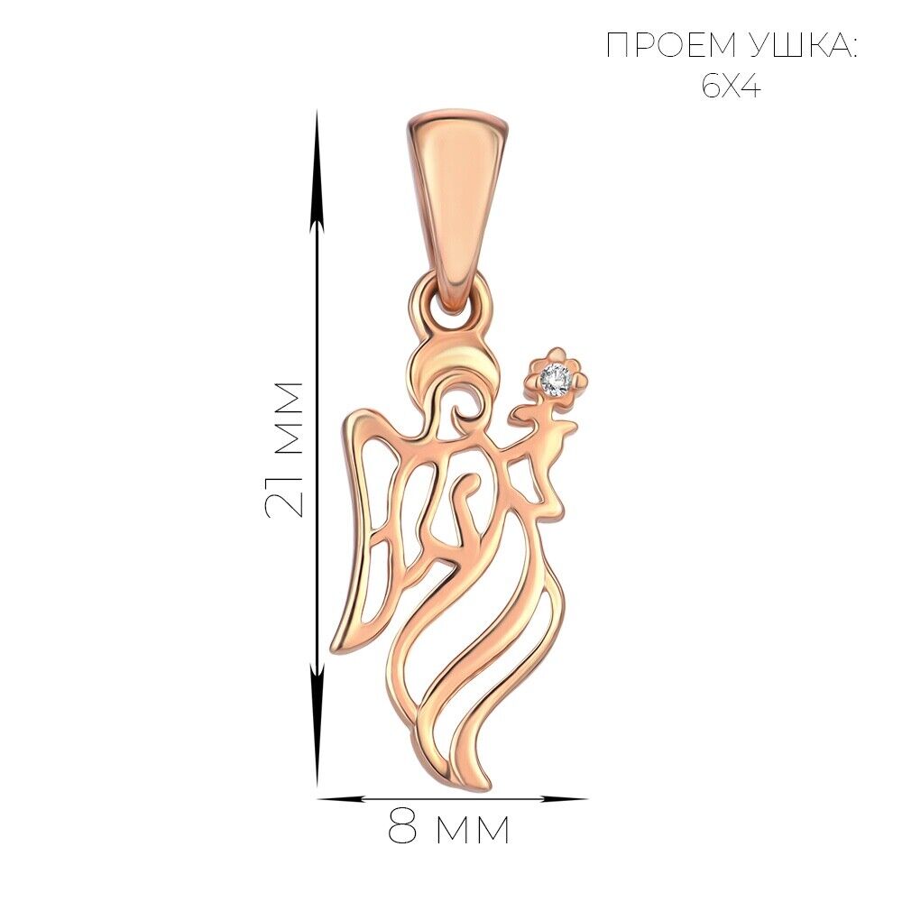 New Pendant - Angel Holding Flower Necklace Jewelry Charm 14k gold (585)