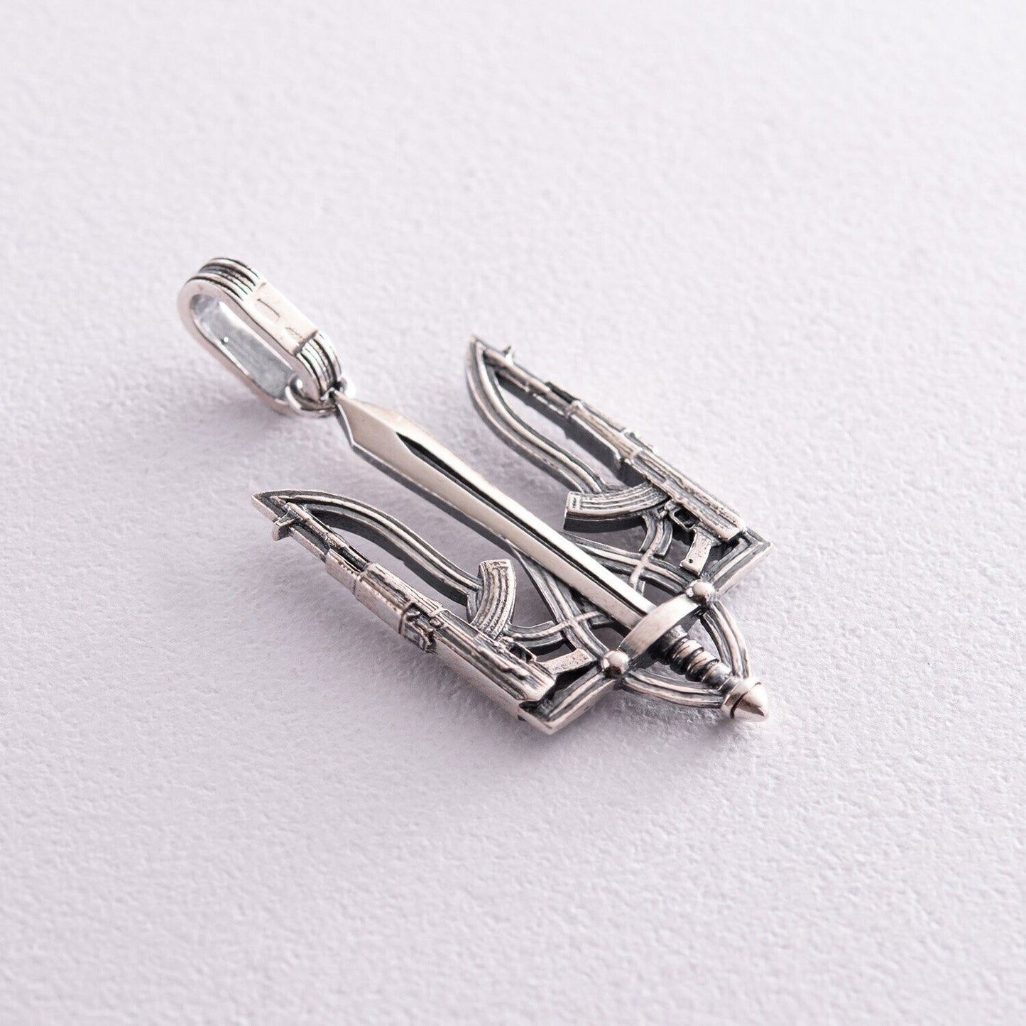 Pendant Ukrainian Trident Tryzub Ukraine Necklace Jewelry Charm Silver