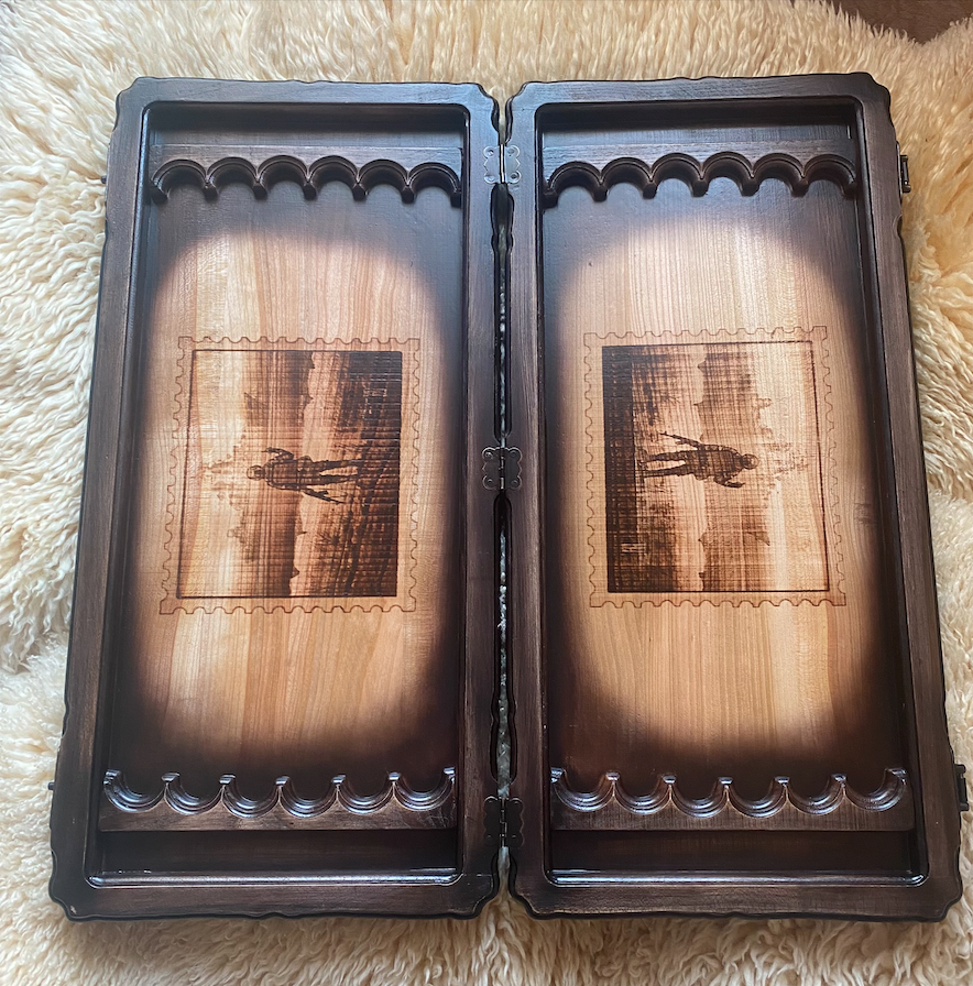 Artwork Backgammon "Armed Forces of Ukraine" – Handcrafted Ukrainian Wooden Backgammon Set (58x28cm / 22.8x11 inches)
