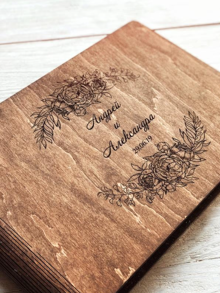 NEW 2022 - Wooden Photo Album Unique Holder Wedding Photoalbum 33,5x23cm
