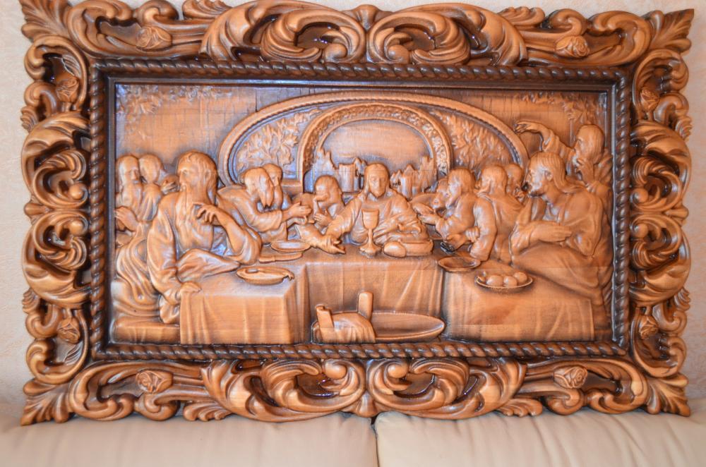 30" Secret Dinner Orthodox Wooden Carved  Icon Panneau Large god. Christian Gift