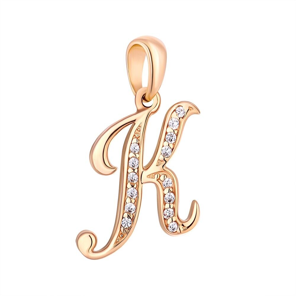 New Pendant - Letter K Name Girl Woman Necklace Jewelry Charm 14k gold (585)