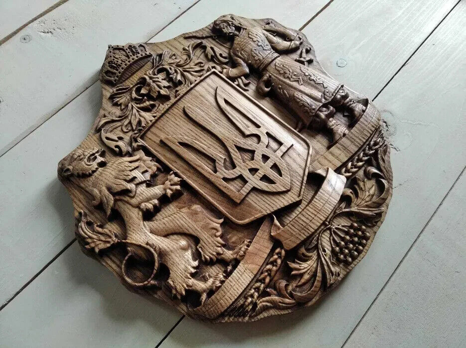 12" NEW Wood Panno Wall Art Panel Eblem Ukraine Ukrainian Gift Decor