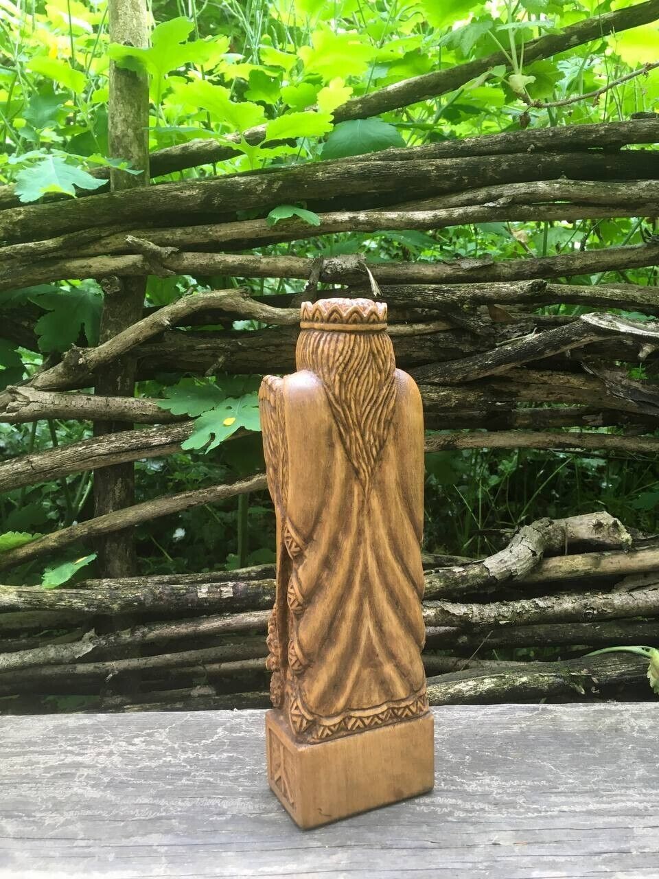 Chernobog Statue Slaviс God Wooden Carved Figure Wood Handmade Decor Height 10in