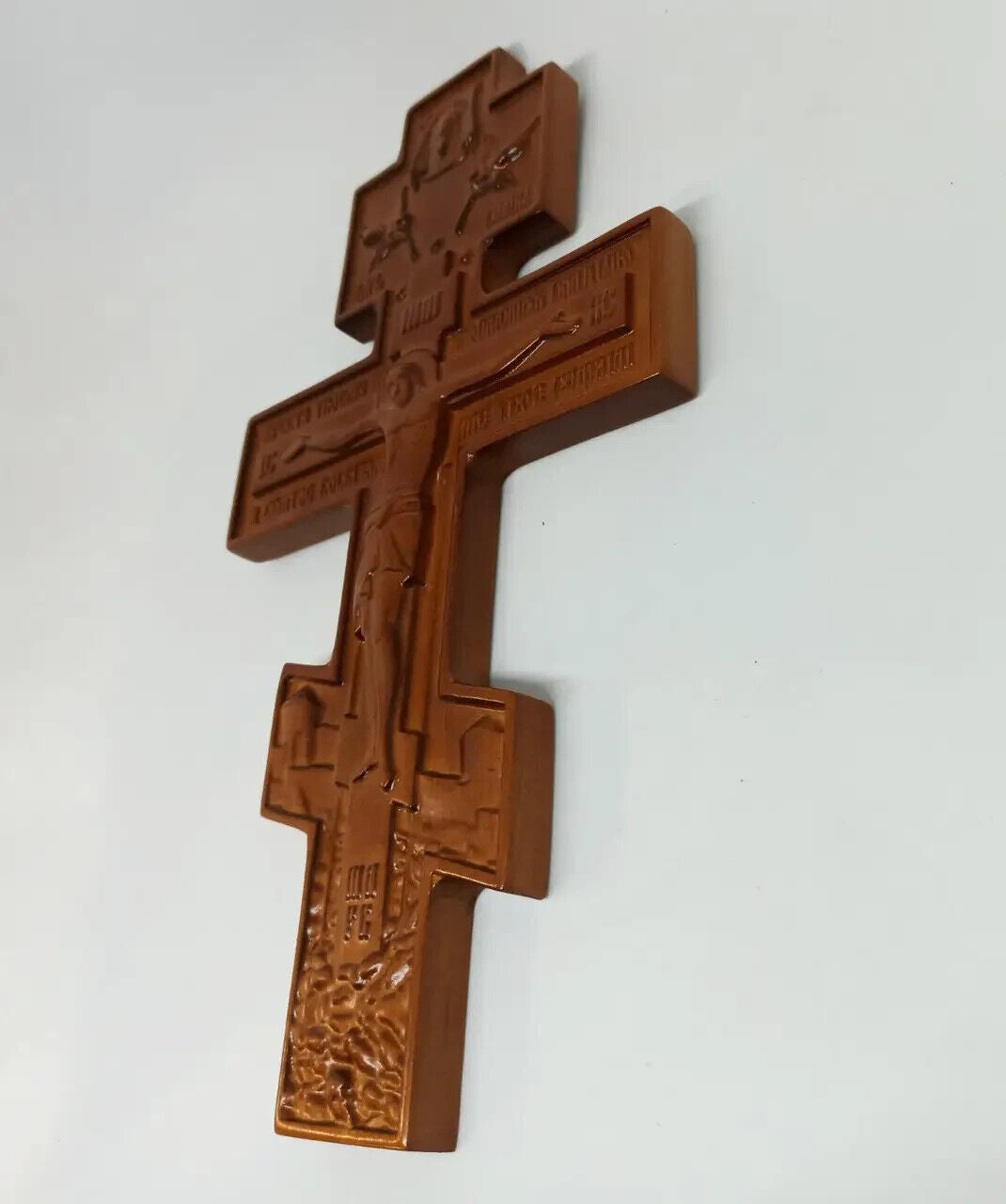 12" Wooden Cross Orthodox Carved Crucifix Jesus Christ Large Hand Altar Gift