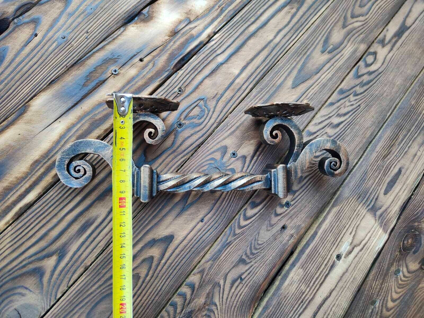 Handmade Push Pull Door Handle Hand Forged Solid 12" Wrought Iron Entrance Entry