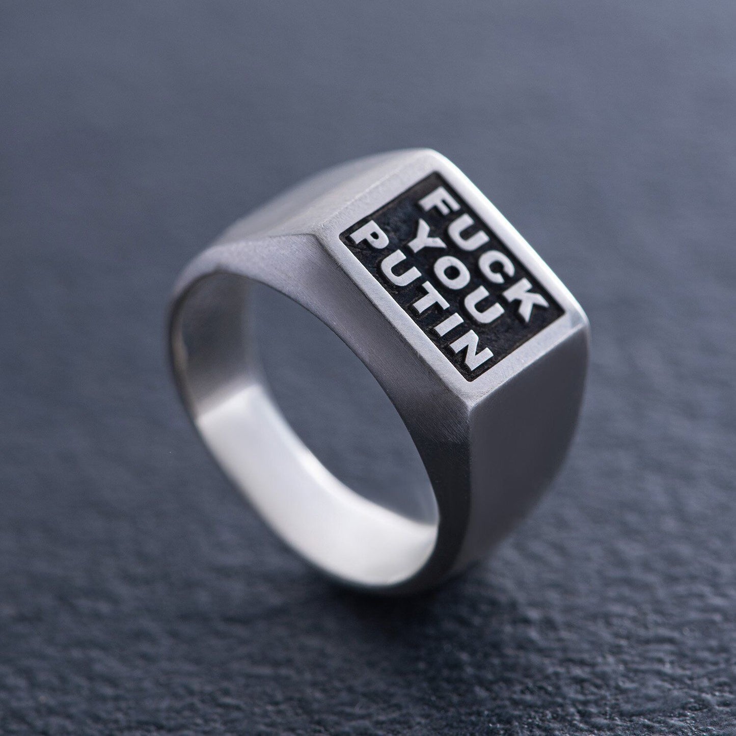 Silver 925 Ring - F You Putin War Ukraine Russia Jewelry Charm Man Sizes