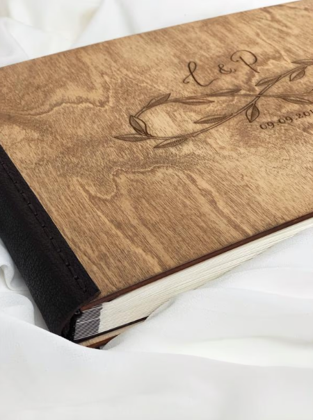 NEW 2022 - Wooden Photo Album Unique Holder Wedding Photoalbum Large 30x21.5cm