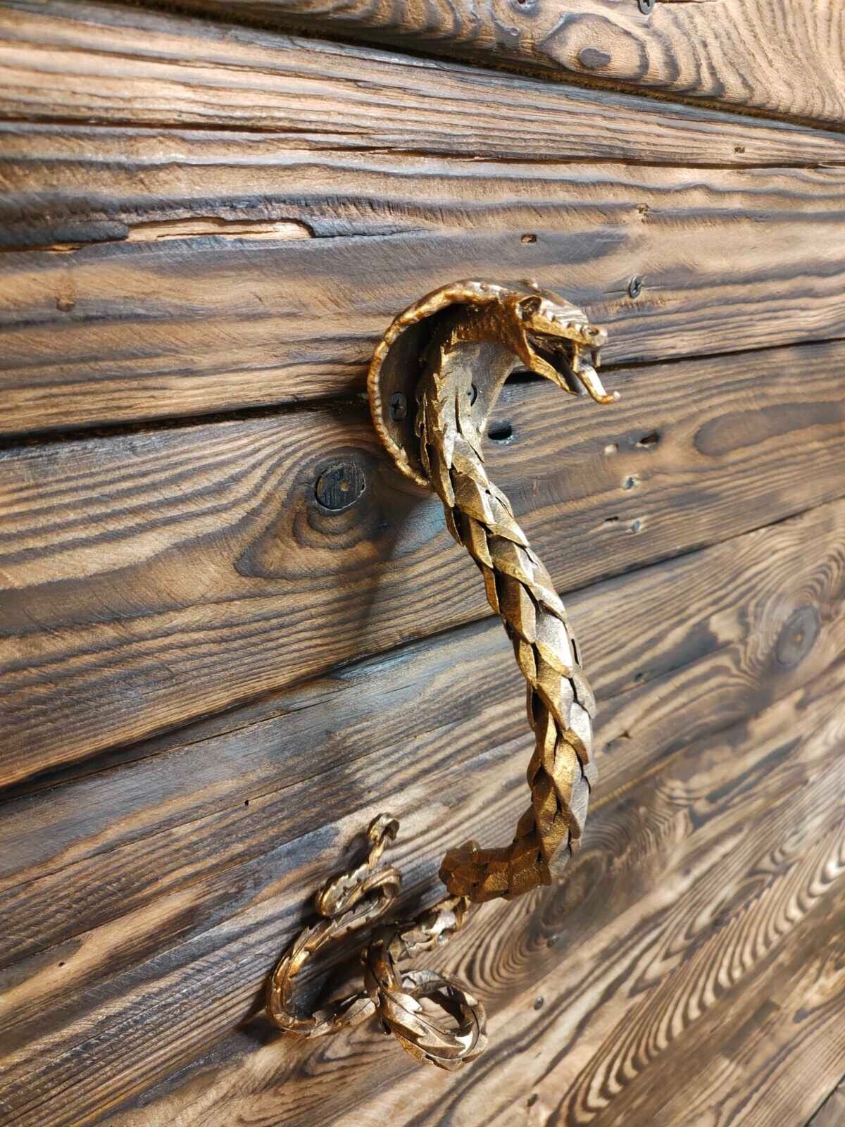 Handmade Push Pull Door - Cobra Handle - Hand Forged Wrought Iron Entrance Entry