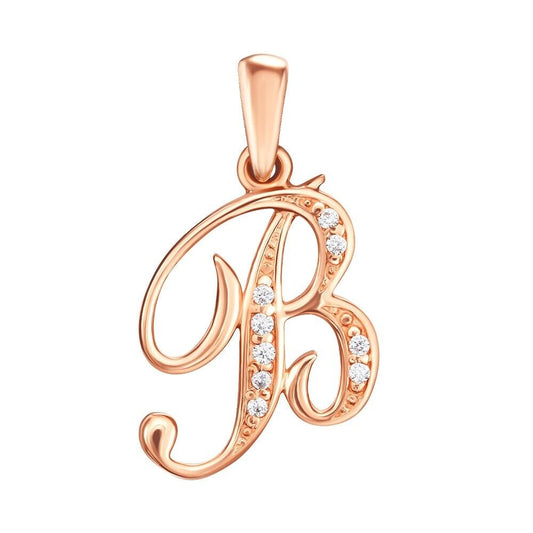 New Pendant - Letter B Name Girl Woman Necklace Jewelry Charm 14k gold (585)