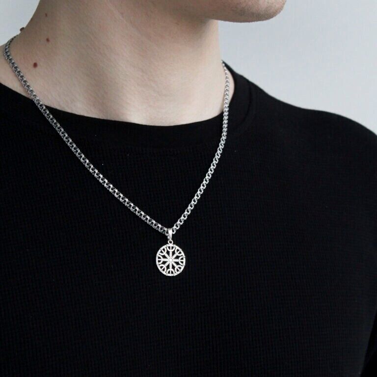 Amulet Helm of Dread Silver 925 Pendant Viking Rune Futark Pendant Necklace