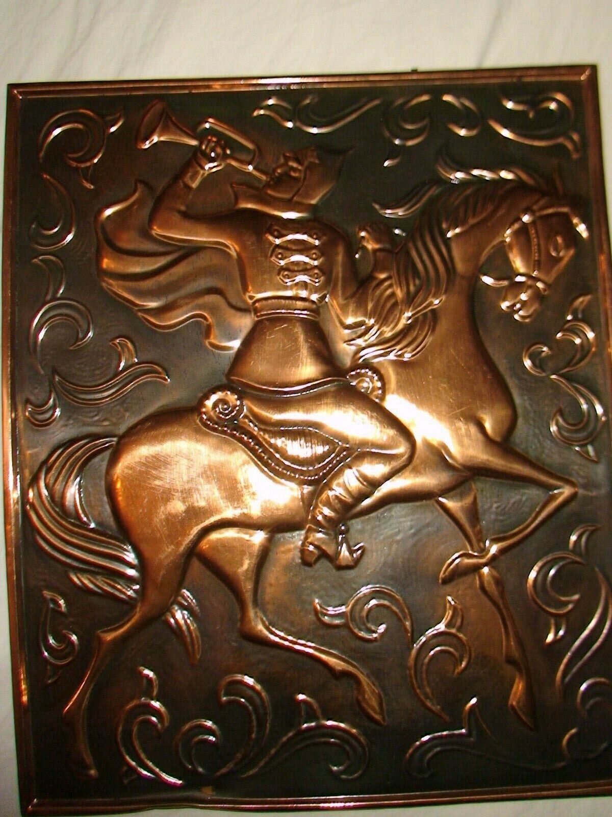 INCUSE STAMPING USSR RED TRUMPETER ON HORSE PROPAGANDA VINTAGE SOVIET STAMPING