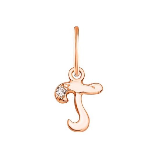 New Pendant - Letter T Name Girl Necklace Jewelry Charm 14k gold (585)