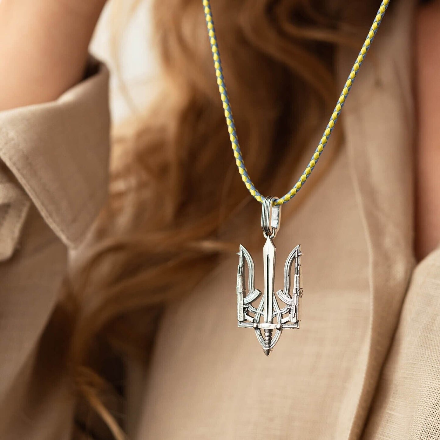 Pendant Ukrainian Trident Tryzub Ukraine Necklace Jewelry Charm Silver