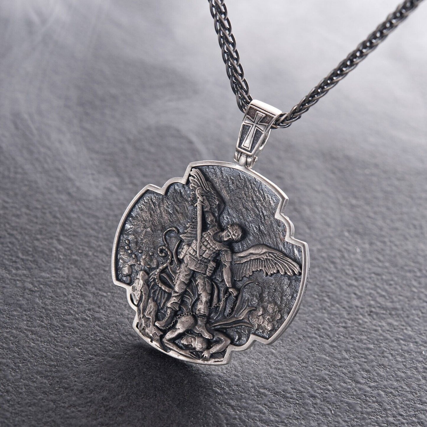 Ukrainian warrior. Prayer to Archangel Michael Silver 925 Pendant Necklace Style