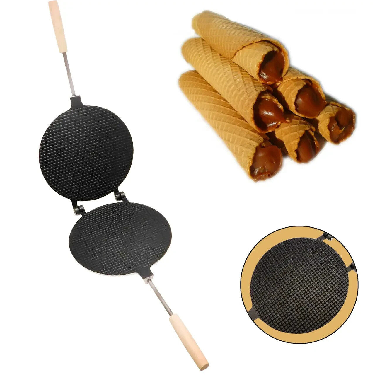 Sweet Waffle Maker Russian Cookie Baker Mold Form Olympics Trubochki Вафельные