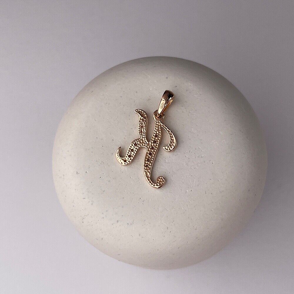 New Pendant - Letter K Name Girl Woman Necklace Jewelry Charm 14k gold (585)