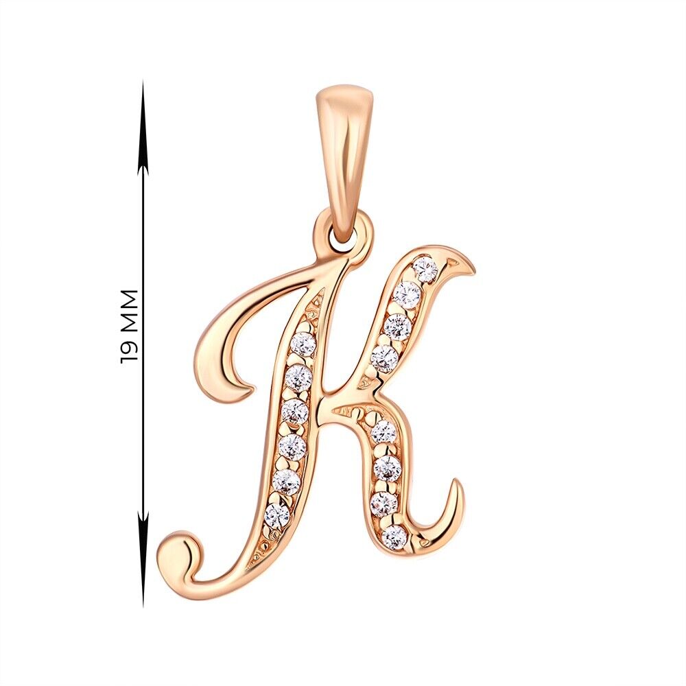 New Pendant - Letter K Name Girl Woman Necklace Jewelry Charm 14k gold (585)