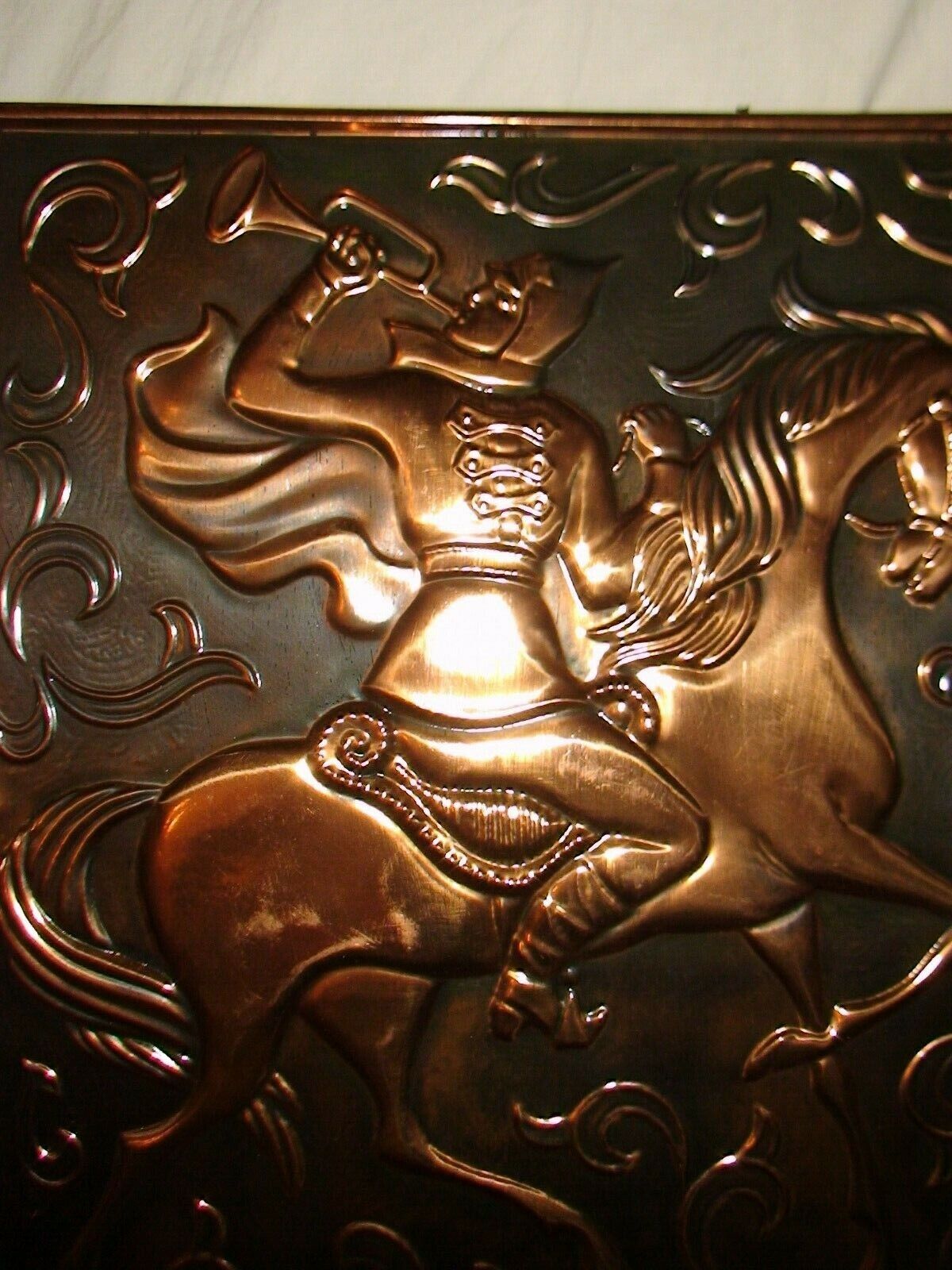 INCUSE STAMPING USSR RED TRUMPETER ON HORSE PROPAGANDA VINTAGE SOVIET STAMPING