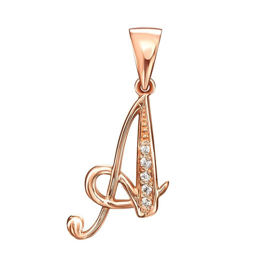 New Pendant - Letter A Name Girl Woman Necklace Jewelry Charm 14k gold (585)