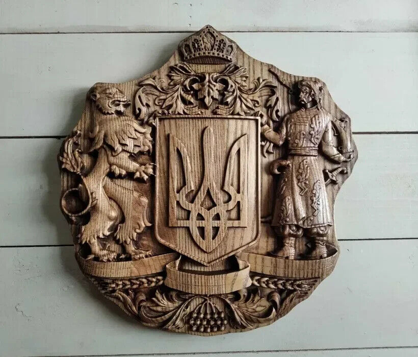 12" NEW Wood Panno Wall Art Panel Eblem Ukraine Ukrainian Gift Decor