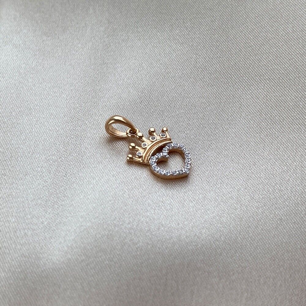 New Pendant -   Crown Heart Woman Girl Necklace Jewelry Charm 14k gold (585)