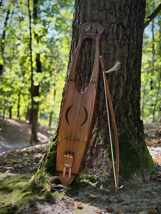 Tagelharpa Viking Scandinavian Traditional Lira Violin Talharpa 3 String Wood Jouhikko Talharpa Bowed Lyre